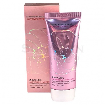 3W Clinic Крем субум контролем с улиткой - Silky pore control BB cream pink, 70мл в магазине BEAUTY-BAZAR.RU 