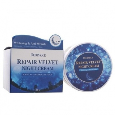 Deoproce Крем для лица ночной восстанавливающий - Moisture repair velvet night cream, 100г в магазине BEAUTY-BAZAR.RU 