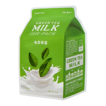 A'Pieu Маска тканевая успокаивающая с зеленым чаем и гамамелиса - Green tea milk one-pack, 21г в магазине BEAUTY-BAZAR.RU 