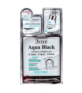 Bergamo Маска для лица трехэтапная выравнивающая тон кожи - 3 Step aqua black mask pack, 27мл в магазине BEAUTY-BAZAR.RU 